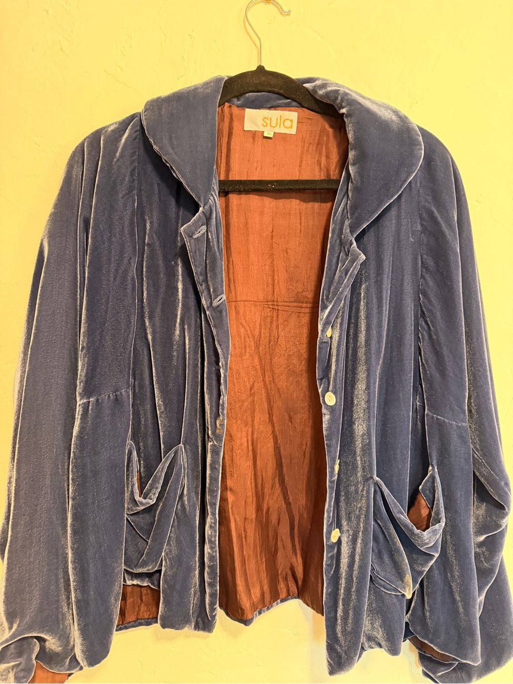 Blue Velvet Button-Front Women's Blazer